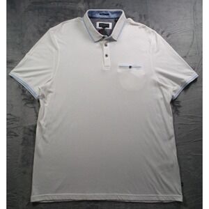 Ted Baker Shirt Mens‎ Size 6 White Polo Short Sleeve Birdseye Stripe Stretch NWT